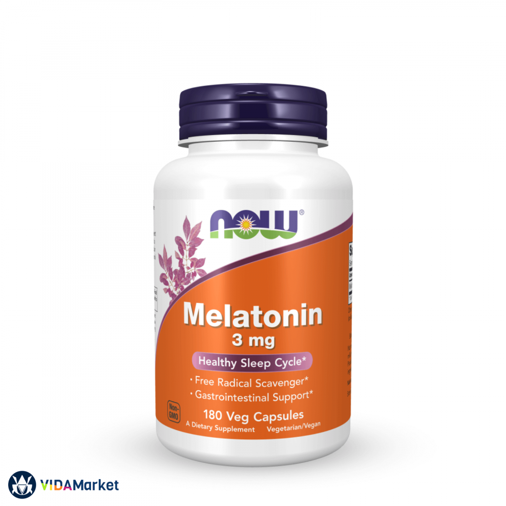 NOW Foods, Мелатонин (Melatonin) 3 мг, 180 растительных капсул, для улучшения сна