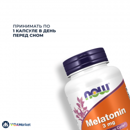 NOW Foods, Мелатонин при нарушениях сна 3 мг, 180 растительных капсул