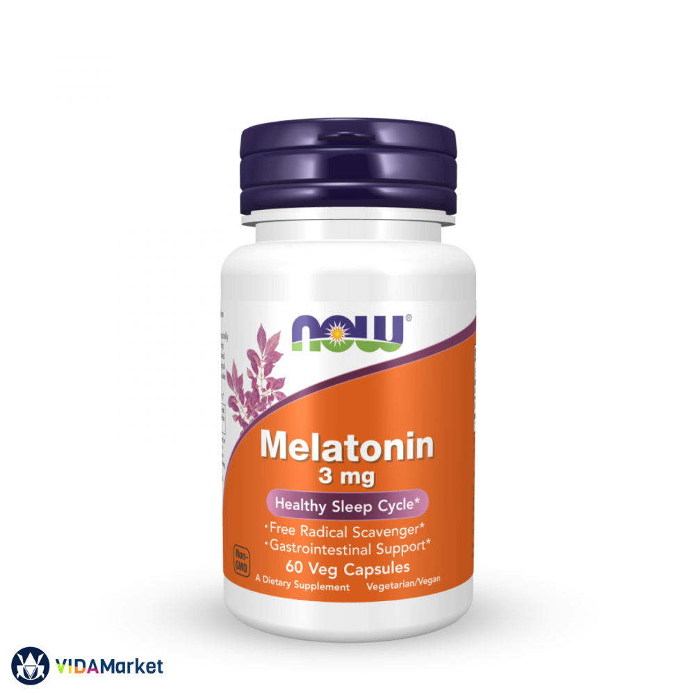 NOW Foods, Мелатонин (Melatonin) 3 мг, 60 растительных капсул, для улучшения сна