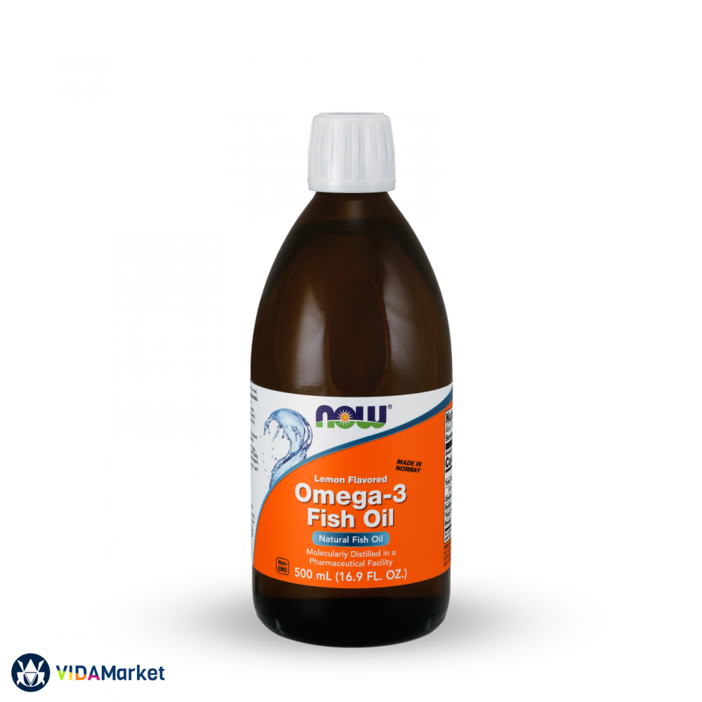 NOW Foods, рыбий жир жидкая омега-3, со вкусом лимона , 500 мл
