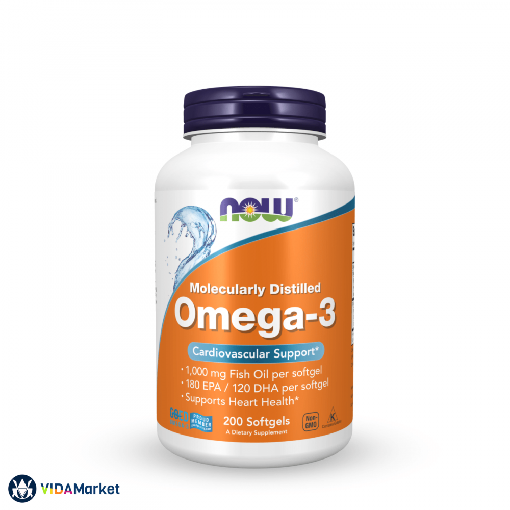 NOW Foods, Omega-3, Омега 3 1000 мг, 180 EPA / 120 DHA, 200 гелевых капсул