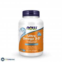NOW Foods, Ультра Омега-3 с витамином Д3 600 ЭПК / 300 ДГК + 1000 МЕ, 90 гелевых капсул