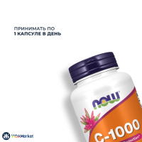 Now Foods C-1000, Витамин С-1000 мг - 100 таблеток, для иммунитета