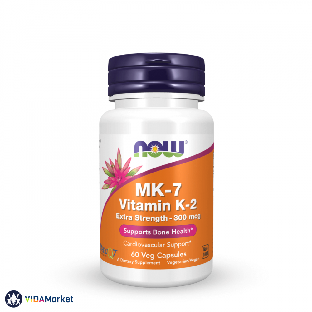 NOW Foods, Витамин K-2 (MK7)  300 мкг, 60 шт. растительных капсул, повышенная сила действия